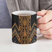 Gold Aotearoa Mangopare Kowhaiwhai Niho Taniwha Ceramic Mug Maori New Zealand - Polynesian Pride