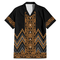 Gold Aotearoa Mangopare Kowhaiwhai and Niho Taniwha Family Matching Mermaid Dress and Hawaiian Shirt Maori New Zealand