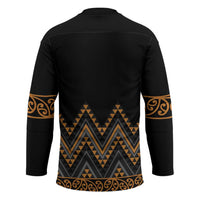 Gold Aotearoa Mangopare Kowhaiwhai Niho Taniwha Hockey Jersey Maori New Zealand LT14 - Polynesian Pride