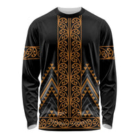 Gold Aotearoa Mangopare Kowhaiwhai and Niho Taniwha Long Sleeve Shirt Maori New Zealand