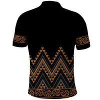 Gold Aotearoa Mangopare Kowhaiwhai and Niho Taniwha Polo Shirt Maori New Zealand