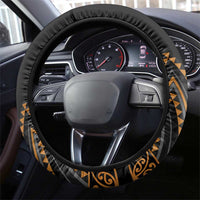 Gold Aotearoa Mangopare Kowhaiwhai and Niho Taniwha Steering Wheel Cover Maori New Zealand