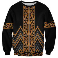 Gold Aotearoa Mangopare Kowhaiwhai and Niho Taniwha Sweatshirt Maori New Zealand