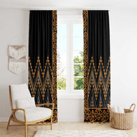 Gold Aotearoa Mangopare Kowhaiwhai and Niho Taniwha Window Curtain Maori New Zealand