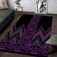 Purple Aotearoa Mangopare Kowhaiwhai and Niho Taniwha Area Rug Maori New Zealand