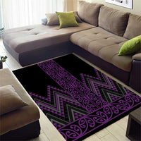 Purple Aotearoa Mangopare Kowhaiwhai and Niho Taniwha Area Rug Maori New Zealand