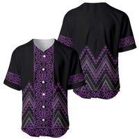Purple Aotearoa Mangopare Kowhaiwhai and Niho Taniwha Baseball Jersey Maori New Zealand