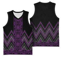 Purple Aotearoa Mangopare Kowhaiwhai Niho Taniwha Basketball Jersey Maori New Zealand - Polynesian Pride