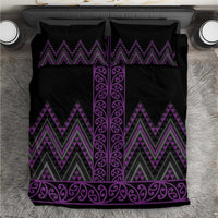 Purple Aotearoa Mangopare Kowhaiwhai and Niho Taniwha Bedding Set Maori New Zealand