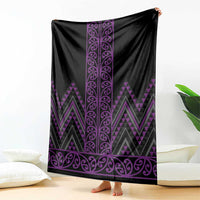 Purple Aotearoa Mangopare Kowhaiwhai and Niho Taniwha Blanket Maori New Zealand