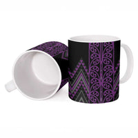 Purple Aotearoa Mangopare Kowhaiwhai Niho Taniwha Ceramic Mug Maori New Zealand - Polynesian Pride