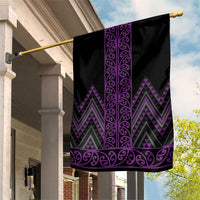 Purple Aotearoa Mangopare Kowhaiwhai and Niho Taniwha Garden Flag Maori New Zealand