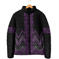 Purple Aotearoa Mangopare Kowhaiwhai Niho Taniwha Padded Jacket Maori New Zealand - Polynesian Pride