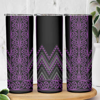 Purple Aotearoa Mangopare Kowhaiwhai and Niho Taniwha Skinny Tumbler Maori New Zealand