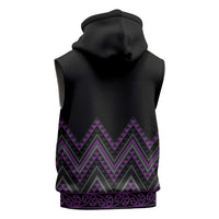 Purple Aotearoa Mangopare Kowhaiwhai Niho Taniwha Sleeveless Hoodie Maori New Zealand - Polynesian Pride