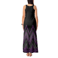 Purple Aotearoa Mangopare Kowhaiwhai and Niho Taniwha Tank Maxi Dress Maori New Zealand