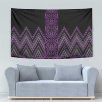 Purple Aotearoa Mangopare Kowhaiwhai and Niho Taniwha Tapestry Maori New Zealand