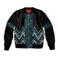 Paua Shell Aotearoa Mangopare Kowhaiwhai and Niho Taniwha Bomber Jacket Maori New Zealand