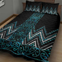 Paua Shell Aotearoa Mangopare Kowhaiwhai and Niho Taniwha Quilt Bed Set Maori New Zealand