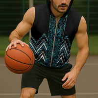 Paua Shell Aotearoa Mangopare Kowhaiwhai Niho Taniwha Sleeveless Zip Hoodie Maori New Zealand LT14 - Polynesian Pride