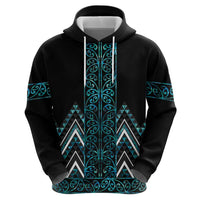 Paua Shell Aotearoa Mangopare Kowhaiwhai and Niho Taniwha Zip Hoodie Maori New Zealand