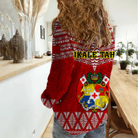 Tonga Rugby Women Casual Shirt 2023 World Cup Tongan Kupesi Ngatu Pattern LT14 - Polynesian Pride