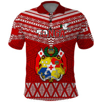 Custom Tonga Rugby Polo Shirt 2023 World Cup Tongan Kupesi Ngatu Pattern LT14 Red - Polynesian Pride