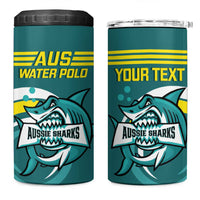 Personalised Australia Water Polo 2024 4 in 1 Can Cooler Tumbler Aussie Shark Sporty Version