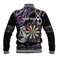 Personalised New Zealand Darts Baseball Jacket Ngutukaka Manaia Taniko Luxury Purple LT14 - Polynesian Pride
