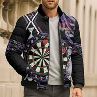 Personalised New Zealand Darts Bomber Puffer Jacket Ngutukaka Manaia Taniko Luxury Purple - Polynesian Pride
