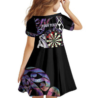 Personalised New Zealand Darts Family Matching Off Shoulder Maxi Dress and Hawaiian Shirt Ngutukaka Manaia Taniko Luxury Purple - Polynesian Pride