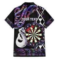 Personalised New Zealand Darts Family Matching Short Sleeve Bodycon Dress and Hawaiian Shirt Ngutukaka Manaia Taniko Luxury Purple - Polynesian Pride