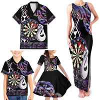 Personalised New Zealand Darts Family Matching Tank Maxi Dress and Hawaiian Shirt Ngutukaka Manaia Taniko Luxury Purple - Polynesian Pride