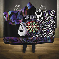 Personalised New Zealand Darts Hooded Blanket Ngutukaka Manaia Taniko Luxury Purple - Polynesian Pride