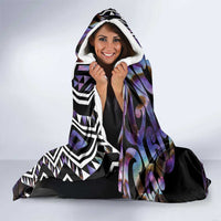 Personalised New Zealand Darts Hooded Blanket Ngutukaka Manaia Taniko Luxury Purple - Polynesian Pride