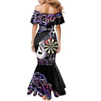 Personalised New Zealand Darts Mermaid Dress Ngutukaka Manaia Taniko Luxury Purple - Polynesian Pride