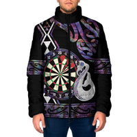 Personalised New Zealand Darts Padded Jacket Ngutukaka Manaia Taniko Luxury Purple - Polynesian Pride