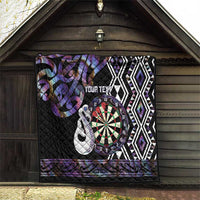 Personalised New Zealand Darts Quilt Ngutukaka Manaia Taniko Luxury Purple - Polynesian Pride