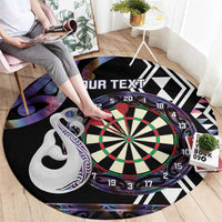 Personalised New Zealand Darts Round Carpet Ngutukaka Manaia Taniko Luxury Purple - Polynesian Pride