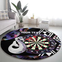 Personalised New Zealand Darts Round Carpet Ngutukaka Manaia Taniko Luxury Purple - Polynesian Pride