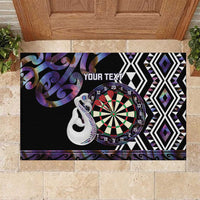 Personalised New Zealand Darts Rubber Doormat Ngutukaka Manaia Taniko Luxury Purple - Polynesian Pride
