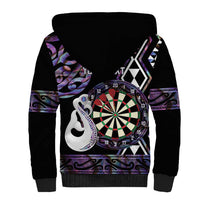 Personalised New Zealand Darts Sherpa Hoodie Ngutukaka Manaia Taniko Luxury Purple - Polynesian Pride