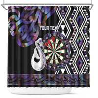 Personalised New Zealand Darts Shower Curtain Ngutukaka Manaia Taniko Luxury Purple - Polynesian Pride