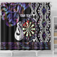 Personalised New Zealand Darts Shower Curtain Ngutukaka Manaia Taniko Luxury Purple - Polynesian Pride