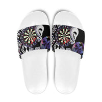 Personalised New Zealand Darts Slide Sandals Ngutukaka Manaia Taniko Luxury Purple - Polynesian Pride