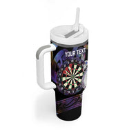 Personalised New Zealand Darts Tumbler With Handle Ngutukaka Manaia Taniko Luxury Purple - Polynesian Pride