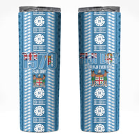 Fiji Day 1970 Skinny Tumbler For Fiji Ever Fiji Tapa Pattern Blue