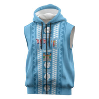 Fiji Day 1970 Sleeveless Zip Hoodie For Fiji Ever Fiji Tapa Pattern Blue
