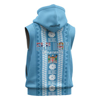 Fiji Day 1970 Sleeveless Zip Hoodie For Fiji Ever Fiji Tapa Pattern Blue