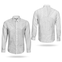 Tonga White Sunday Couples Matching Summer Maxi Dress and Long Sleeve Button Shirt Fakame Tongan Ngatu Turtle